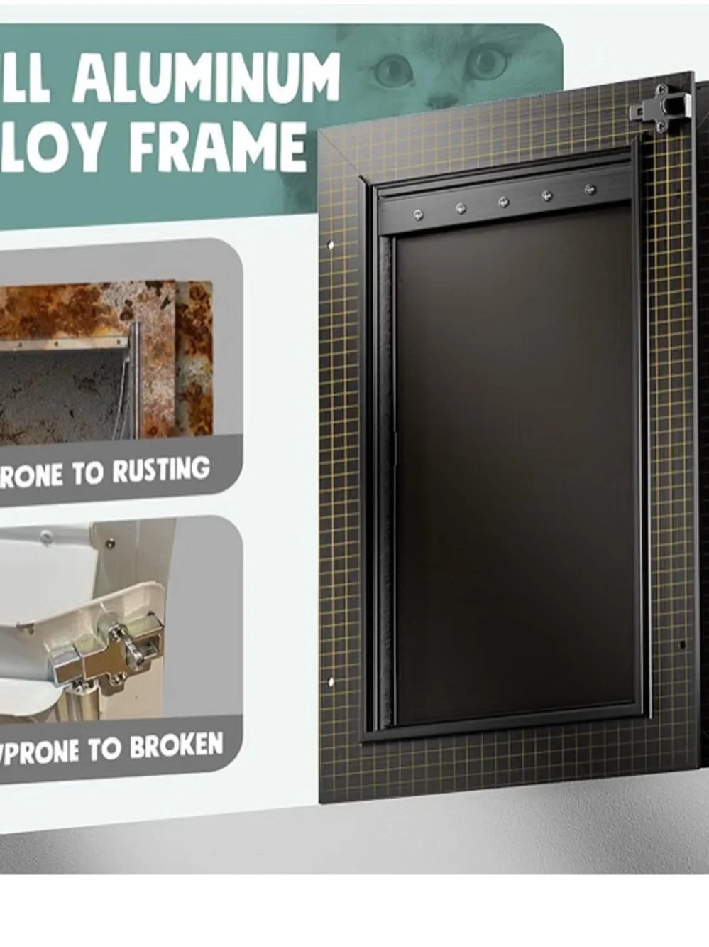 All Aluminum 3 Flaps Insulated Pet Door for Exterior & Interior Door, Small -NEW